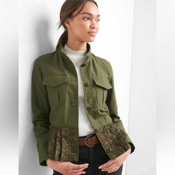 GAP Floral Hem Utility Jacket size SML - Picture 2 of 7